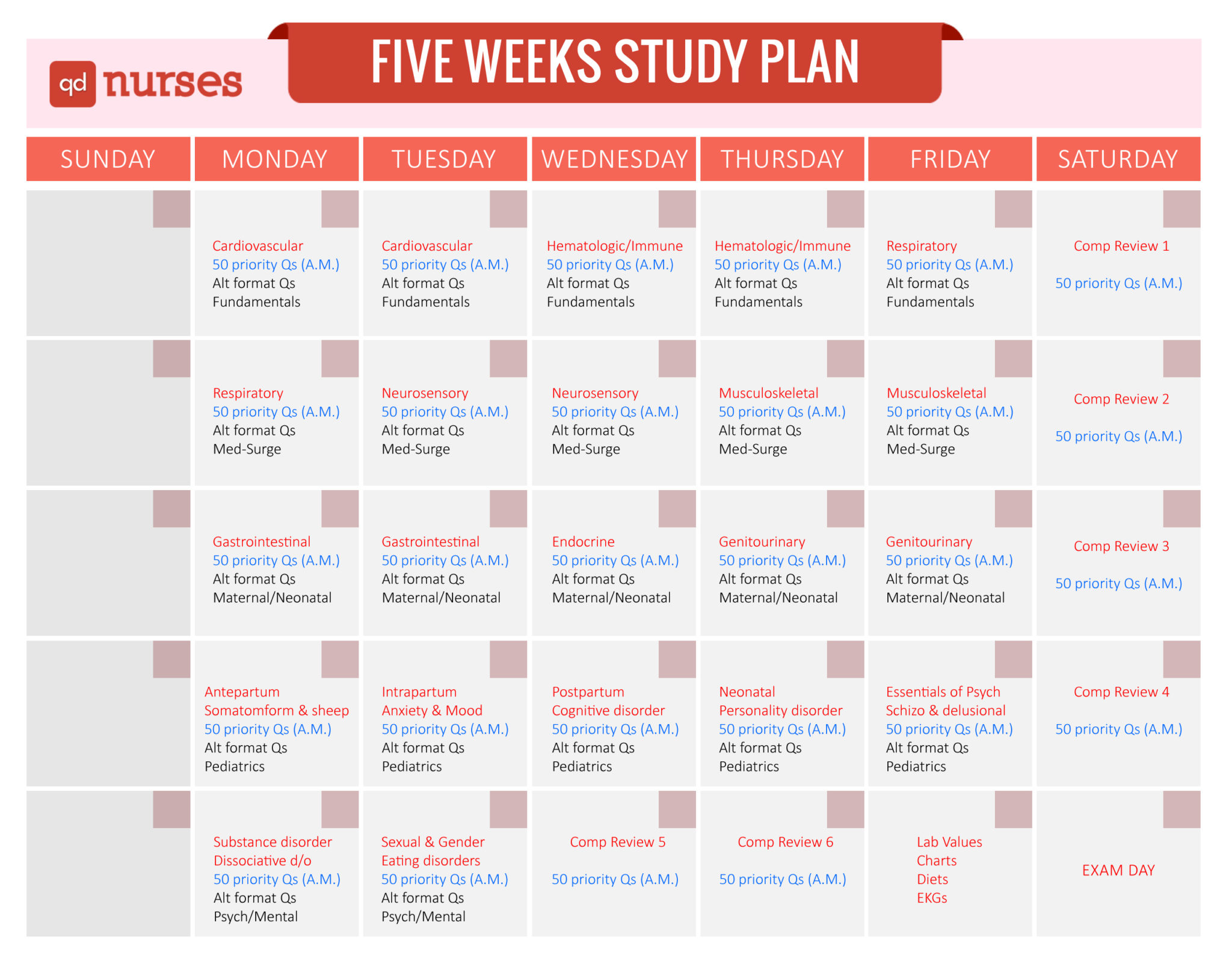 Nclex Study Schedule Template